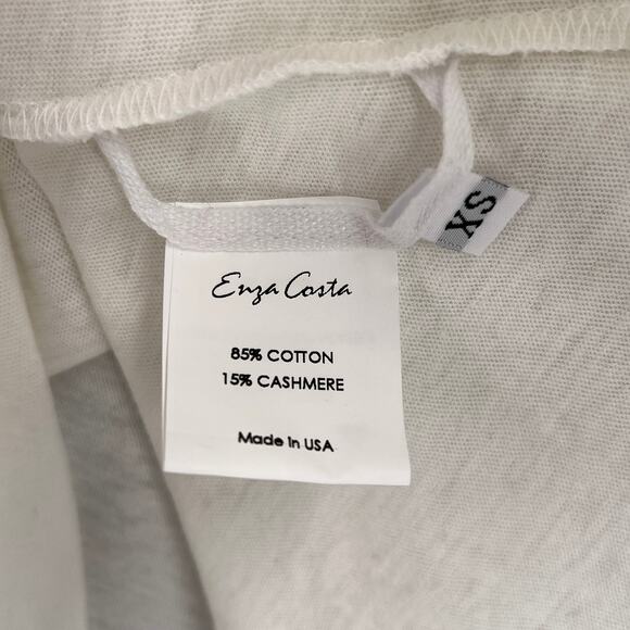 ENZA COSTA Cashmere Loose Short Sleeve Tee Womens XS Cream Crew Neck Relaxed NEW - Picture 10 of 13